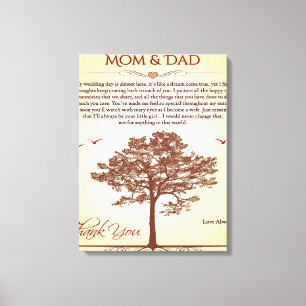 Bedankt mam en pap Gift, moeder/Vaderdag cadeau Canvas Afdruk