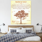 Bedankt mam en pap Gift, moeder/Vaderdag cadeau Canvas Afdruk (Insitu (Slaapkamer))