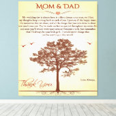 Bedankt mam en pap Gift, moeder/Vaderdag cadeau Canvas Afdruk (Insitu (Houten vloer))