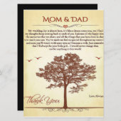 Bedankt mam en pap Gift, moeder/Vaderdag cadeau Menu (Voorkant / Achterkant)