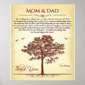 Bedankt mam en pap Gift, moeder/Vaderdag cadeau Poster (Voorkant)