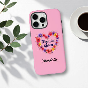 Bedankt mam   Gepersonaliseerde Bloemen Moederdag iPhone 16 Pro Max Hoesje