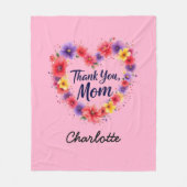 Bedankt mam | Gepersonaliseerde Bloemen Moederdag Fleece Deken (Voorkant)