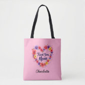 Bedankt mam | Gepersonaliseerde Bloemen Moederdag Tote Bag (Voorkant)