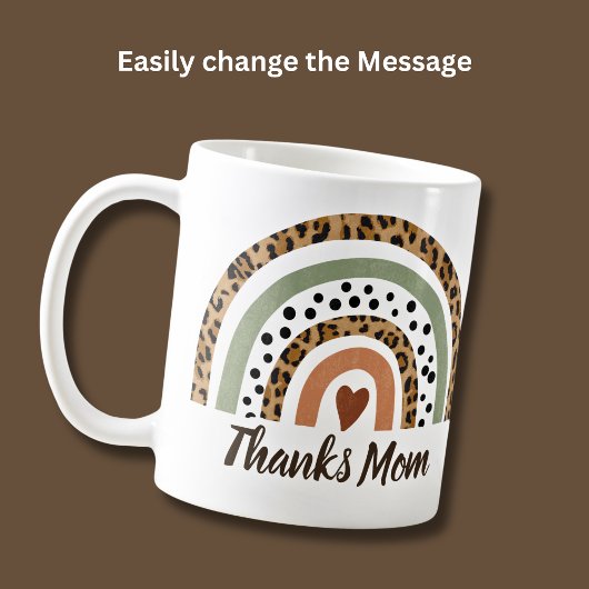 Bedankt Mam Leopard Spots Print Boho Rainbow Koffiemok