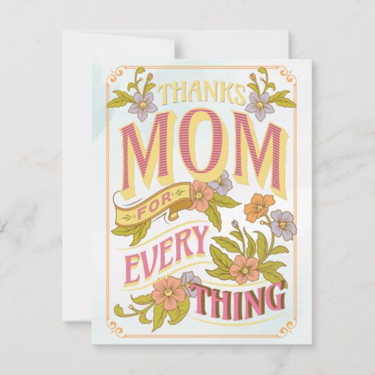 Bedankt mam voor alles, mama dag feestdagenkaart (Voorkant)