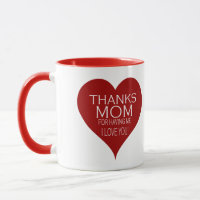 BEDANKT MAM VOOR HET HEBBEN VAN ME Rode Hart Typog