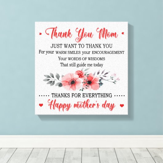 Bedankt mama Happy Moederdag Canvas Afdruk (Insitu (Houten vloer))