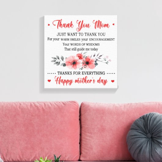 Bedankt mama Happy Moederdag Canvas Afdruk (Insitu (Woonkamer))