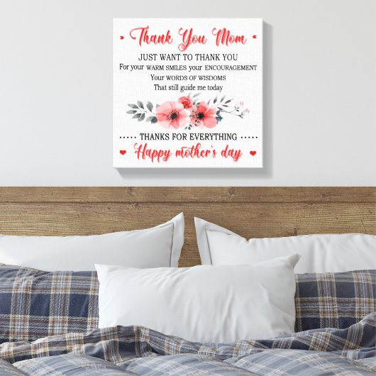 Bedankt mama Happy Moederdag Canvas Afdruk (Insitu (Slaapkamer))