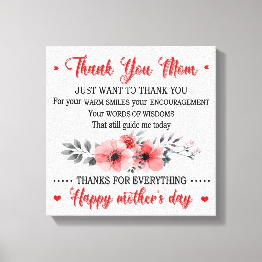 Bedankt mama Happy Moederdag Canvas Afdruk (Voorkant)