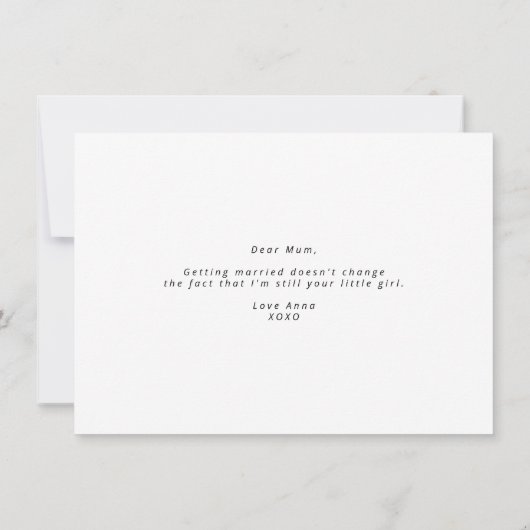 Bedankt mama op mijn trouwdag. kaart (Achterkant)