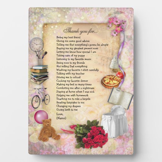 Bedankt mama Plaque Fotoplaat (voorkant)