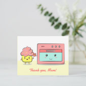 Bedankt mama - Schattigee cupcake en roze oven Briefkaart (Staand voorkant)