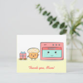 Bedankt mama - Schattigee cupcake en roze oven Briefkaart (Staand voorkant)