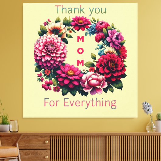 "Bedankt mama voor alles." Canvas Afdruk (Insitu (Woonkamer))