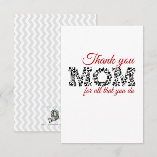 Bedankt mama voor alles wat je doet (Voorkant / Achterkant)