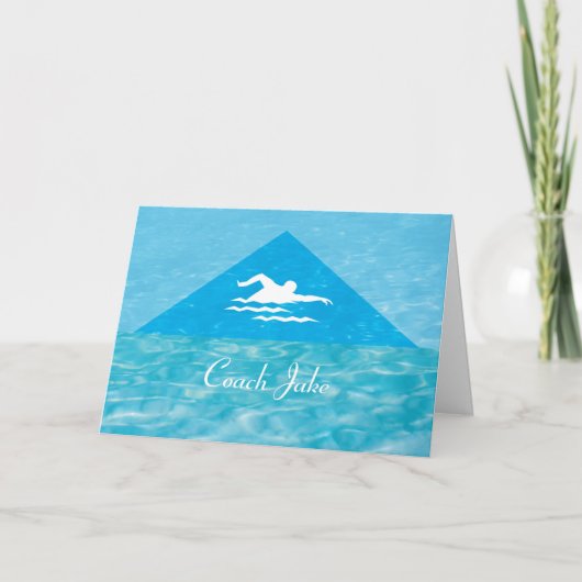 Bedankt Mannen Zwim Coach-zwemmer Aangepaste naam Kaart (Voorkant)