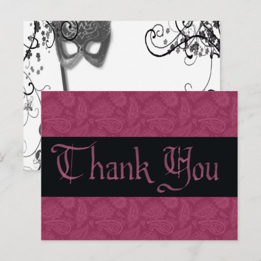 Bedankt Masquerade Briefkaart (Voorkant / Achterkant)