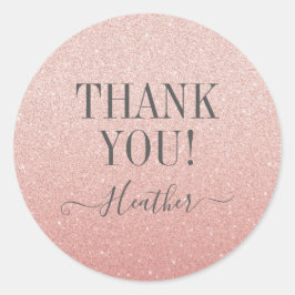 Bedankt Meisjes Roos Gold Blush Pink Glitter Ronde Sticker