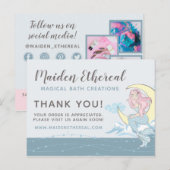 Bedankt Mermaid Moon & Stars Mystical 4-foto Briefkaart (Voorkant / Achterkant)
