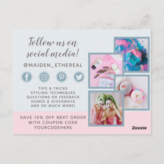 Bedankt Mermaid Moon & Stars Mystical 4-foto Briefkaart (Achterkant)