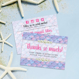 Bedankt Mermaid Tail Scale en Pearl Boutique Shop Briefkaart