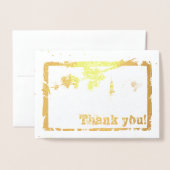 Bedankt met bloemen, vogels en een toren. folie kaarten (Voorkant met envelop)