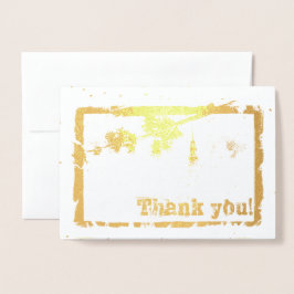 Bedankt met bloemen, vogels en een toren. folie kaarten