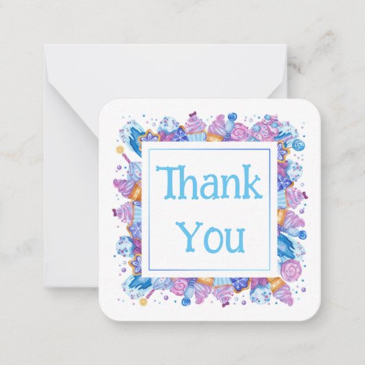 Bedankt met Blue Desserts Notitiekaartje (Voorkant)