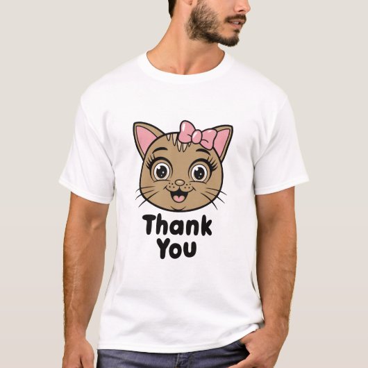 Bedankt met Cat Head - Schattig T-shirt (Voorkant)