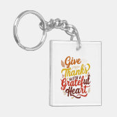 Bedankt met een dankbaar hart Thanksgiving Sleutelhanger (Voorkant Links)