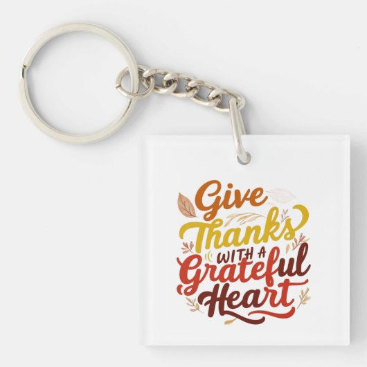 Bedankt met een dankbaar hart Thanksgiving Sleutelhanger (Voorkant)