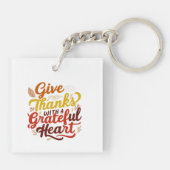Bedankt met een dankbaar hart Thanksgiving Sleutelhanger (Achterkant)