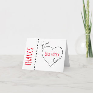 Bedankt met liefde van notitiekaartje
