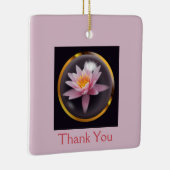 "Bedankt" met Water Lily onder Glass Dome Keramisch Ornament (Rechts)