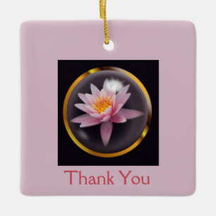 "Bedankt" met Water Lily onder Glass Dome Keramisch Ornament