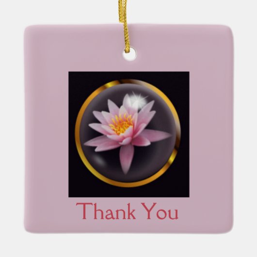 "Bedankt" met Water Lily onder Glass Dome Keramisch Ornament (Voorkant)