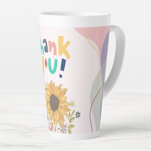 Bedankt! met zonnebloem latte mok (Rechterhoek)