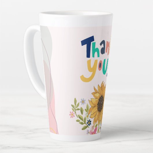 Bedankt! met zonnebloem latte mok (Linkerhoek)