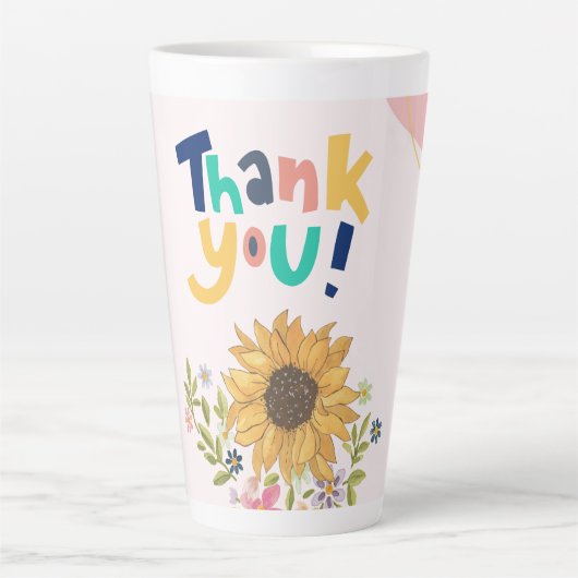 Bedankt! met zonnebloem latte mok (Voorkant)