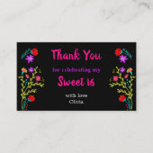 Bedankt Mexican Fiesta Floral Sweet 16 Kaarten Visitekaartje (Voorkant)