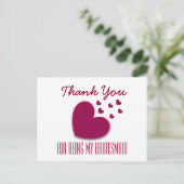 BEDANKT Mijn bruidsmeisje met Harten V04A Briefkaart (Staand voorkant)