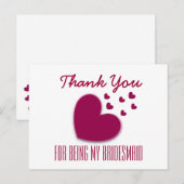 BEDANKT Mijn bruidsmeisje met Harten V04A Briefkaart (Voorkant / Achterkant)