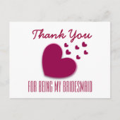 BEDANKT Mijn bruidsmeisje met Harten V04A Briefkaart (Voorkant)