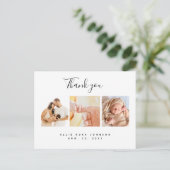 Bedankt Minimal Photo Collage Baby shower Briefkaart (Staand voorkant)