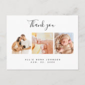 Bedankt Minimal Photo Collage Baby shower Briefkaart (Voorkant)