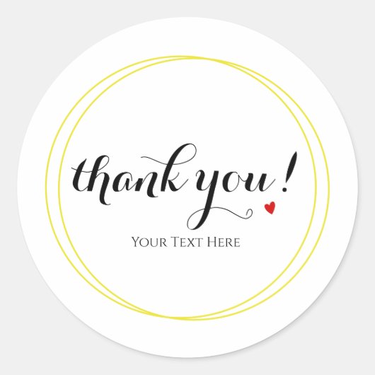 Bedankt Minimalistische zwarte typografie Ronde Sticker (Voorkant)