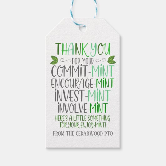 Bedankt Mint Appreciation Label Cadeaulabel (Voorkant)