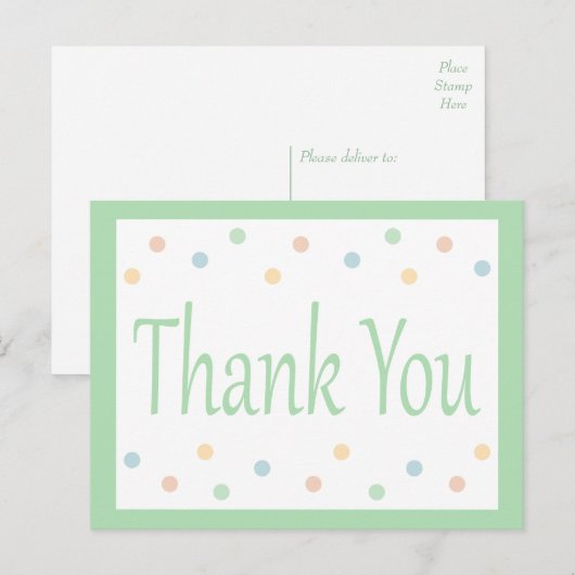 Bedankt Mint Green en White Polka Dots Briefkaart (Voorkant / Achterkant)